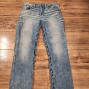 BKE Denim Jake Mens Straight Leg Jeans 31R Dark Wash Blue Classic Casual Denim